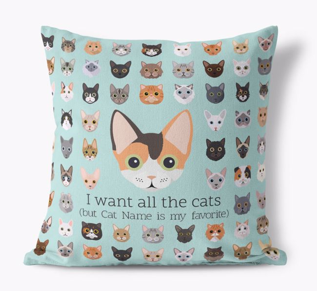 I Want All the Cats: Personalized {breedCommonName} Canvas Pillow
